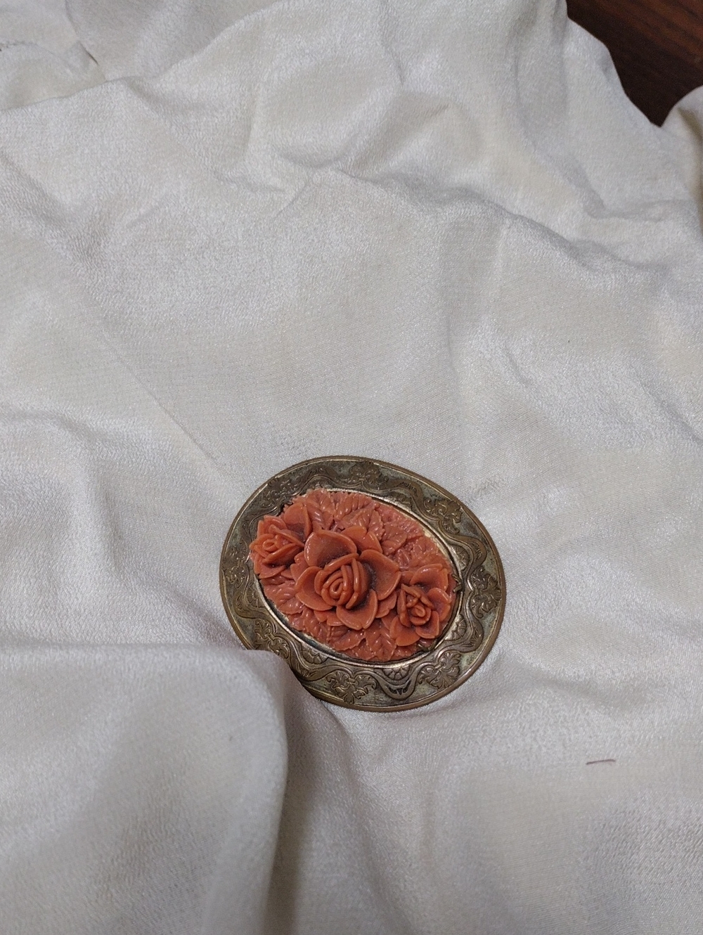 Vintage Floral Carved Brooch